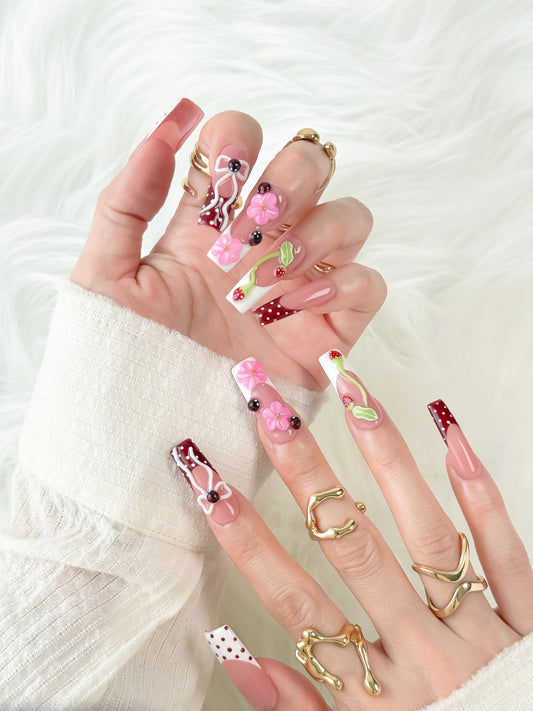 Berry Bowtie - NailVesta press-on nails image 1