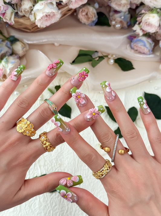 Lime Petals - NailVesta press-on nails image 1