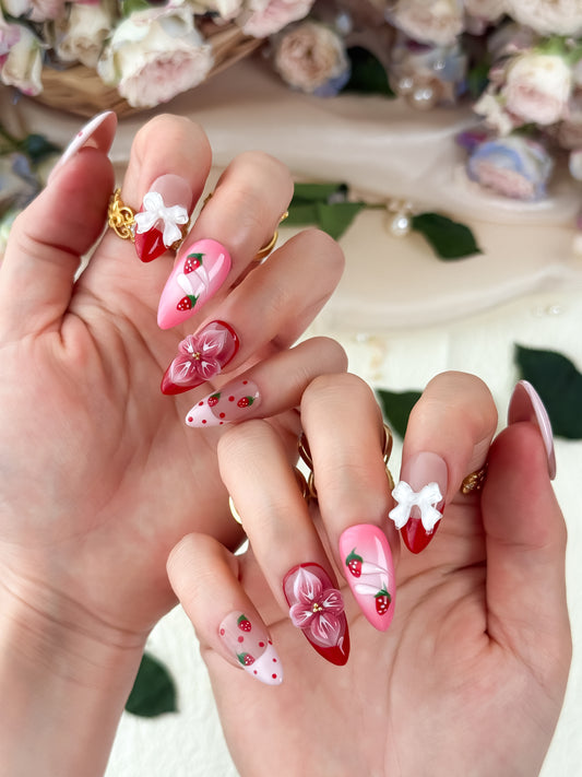 Strawberry Kiss - NailVesta press-on nails image 1