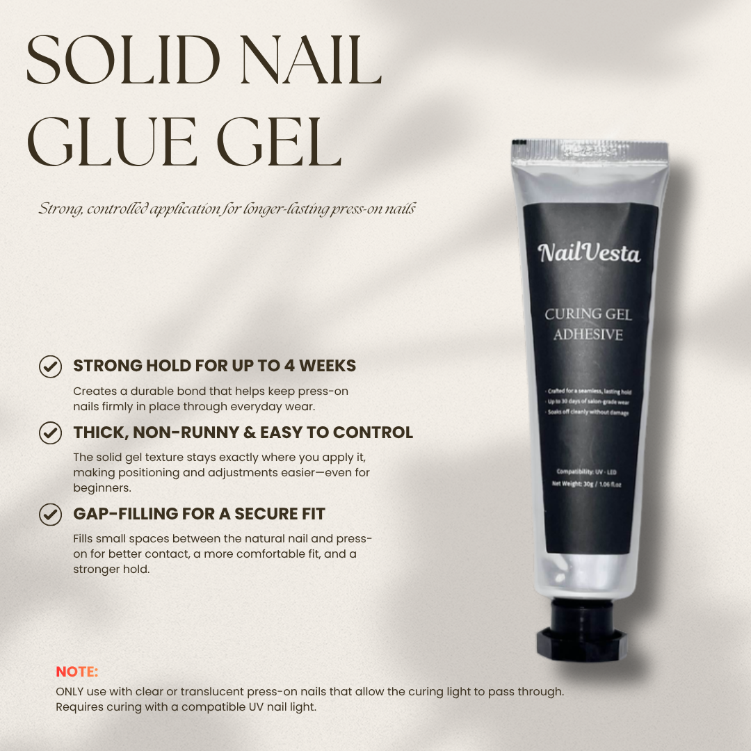 NailVesta ProTouch Kit – Solid Nail Glue Gel Kit & Press-On Nail Adhesive Handheld UV Light