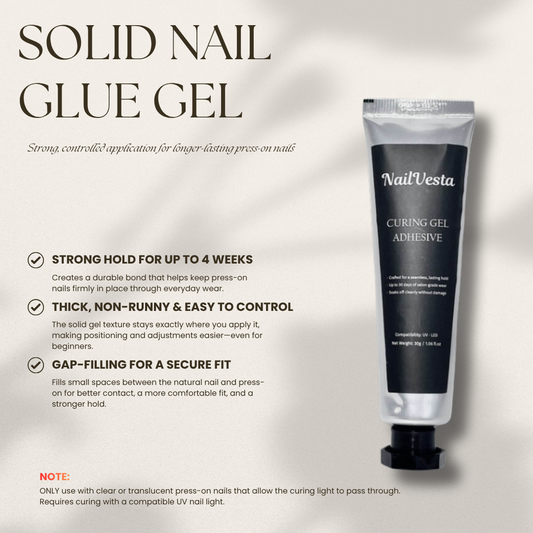 NailVesta ProTouch Kit – Solid Nail Glue Gel Kit & Press-On Nail Adhesive Handheld UV Light