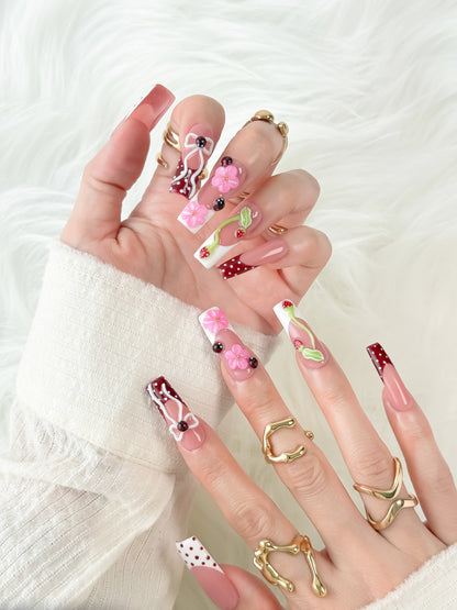 Berry Bowtie - NailVesta press-on nails image 1