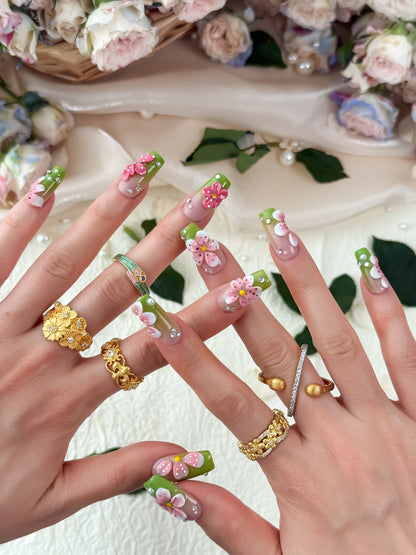 Lime Petals - NailVesta press-on nails image 1