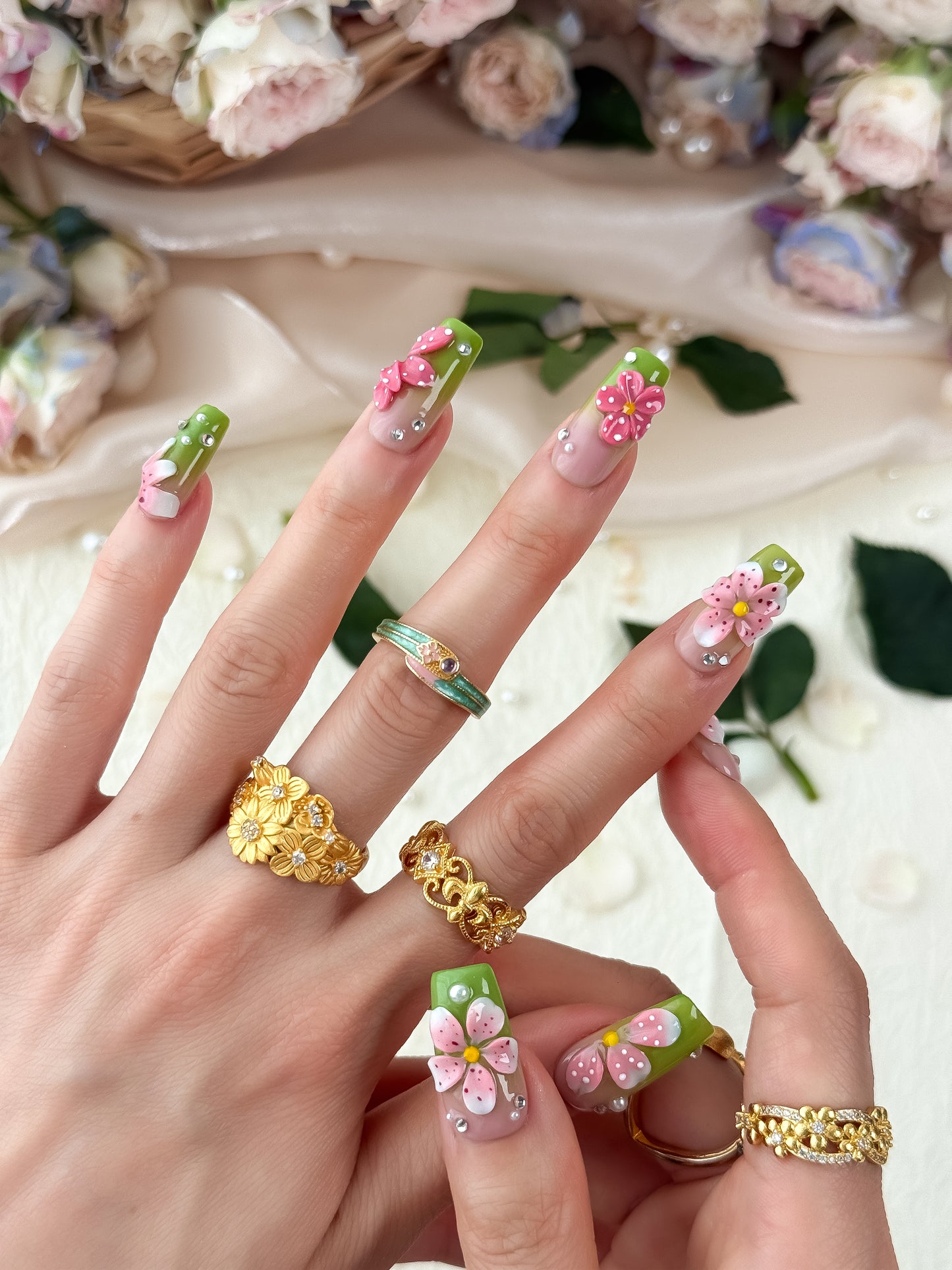Lime Petals - NailVesta press-on nails image 2